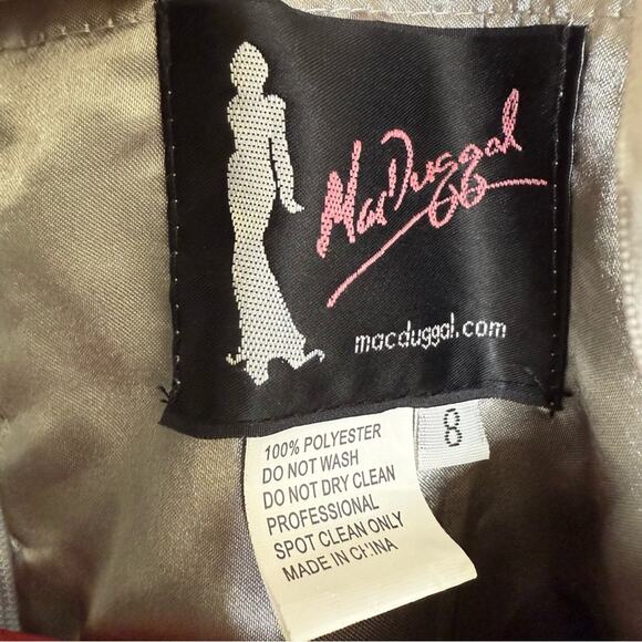 Mac Duggal 11185 Floral Long Sleeve A-Line Gown Platinum Women’s Sz 8 - Picture 8 of 13